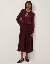 Penny Long Sleeve Pleated Midi Dress, Purple (AUBERGINE), large