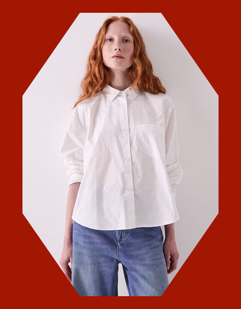 East Layla Floral Print Shirt, White (WHITE), large