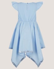 Sequin Butterfly Hanky Hem Party Dress, Blue (BLUE), large