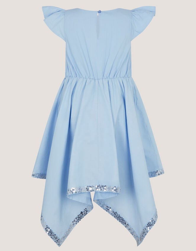 Sequin Butterfly Hanky Hem Party Dress, Blue (BLUE), large