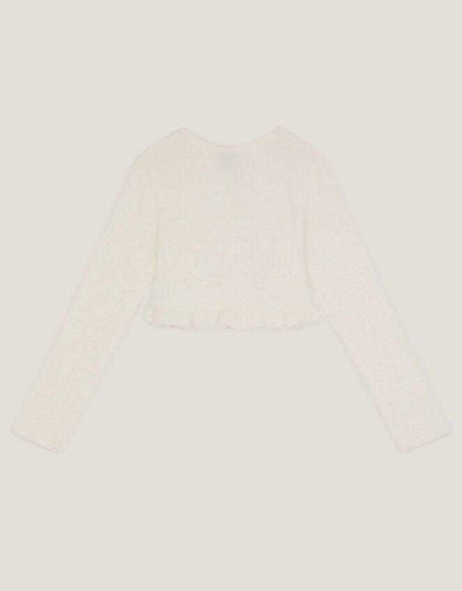 Pearl Fuzzy Cardigan, White (WHITE), large