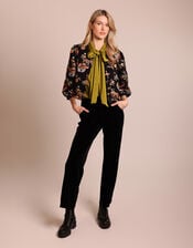 Traffic People Floral Puff Sleeve Jacket, Black (BLACK), large