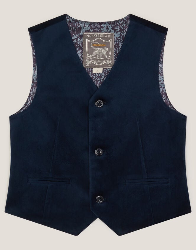Velvet Waistcoat, Blue (NAVY), large