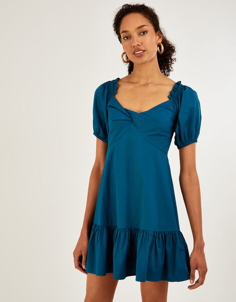 Plain Poplin Tier Dress, Teal (TEAL), large