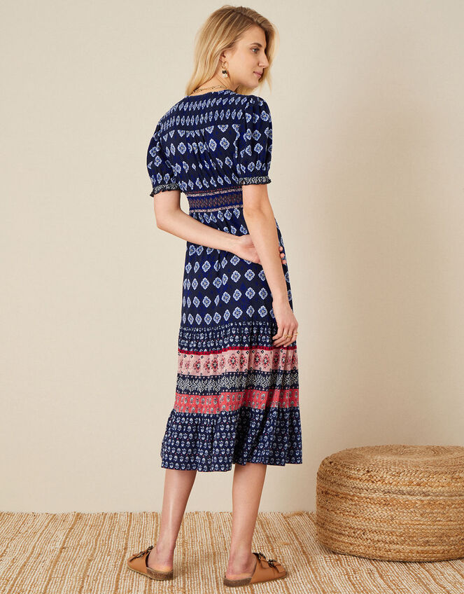 Fern Printed Jersey Dress, Blue (NAVY), large