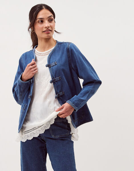 Lauren Knot Denim Jacket, Blue (MID AUTHENTIC BLUE), large