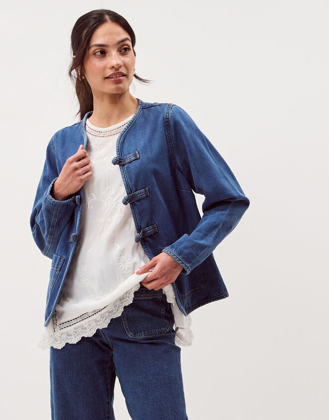 Lauren Knot Denim Jacket, Blue (MID AUTHENTIC BLUE), large