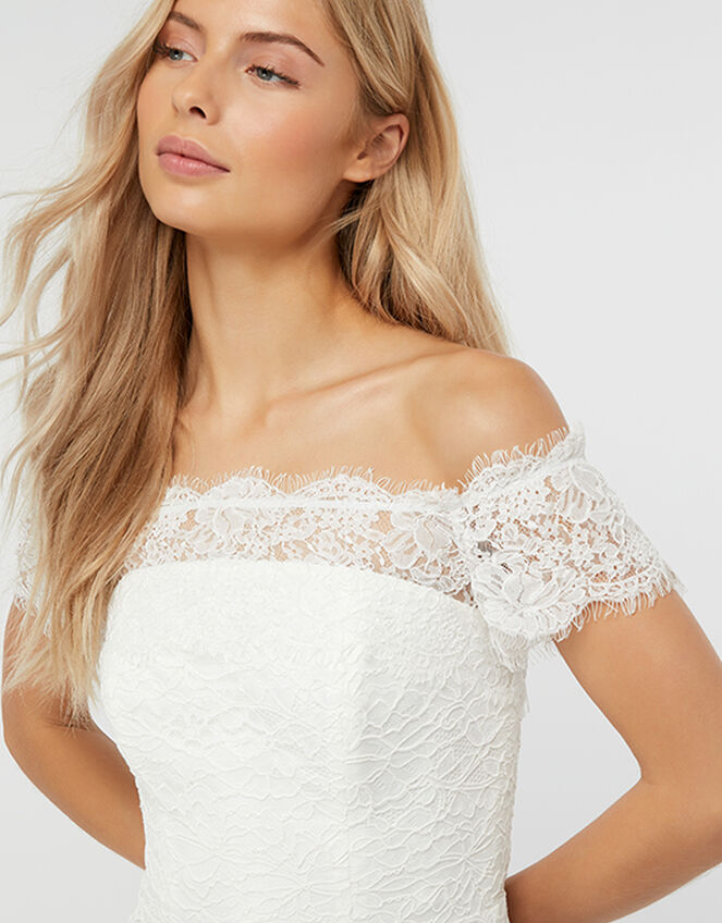 Sophie Lace Bardot Maxi Wedding Dress, Ivory (IVORY), large