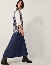 Alison Floral Quilted Gilet, Blue (NAVY), large