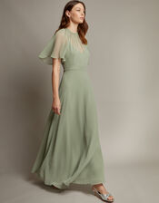 Mona Angel Sleeve Maxi Dress, Green (SAGE), large