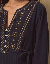 East Anita&nbsp;Embroidered Corduroy Midi Dress, Blue (NAVY), large