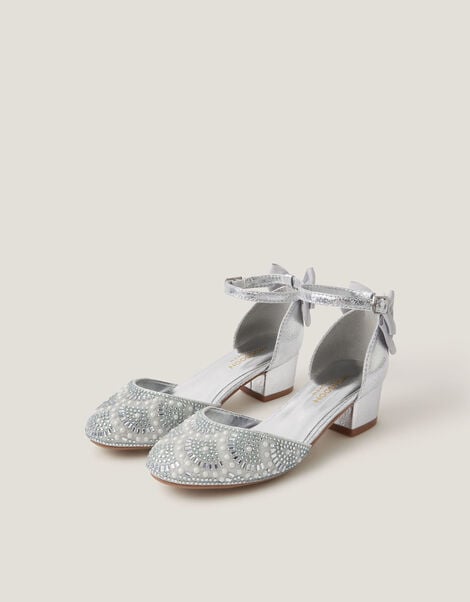 Embellished Metallic Two Part Heels, Silver (SILVER), large
