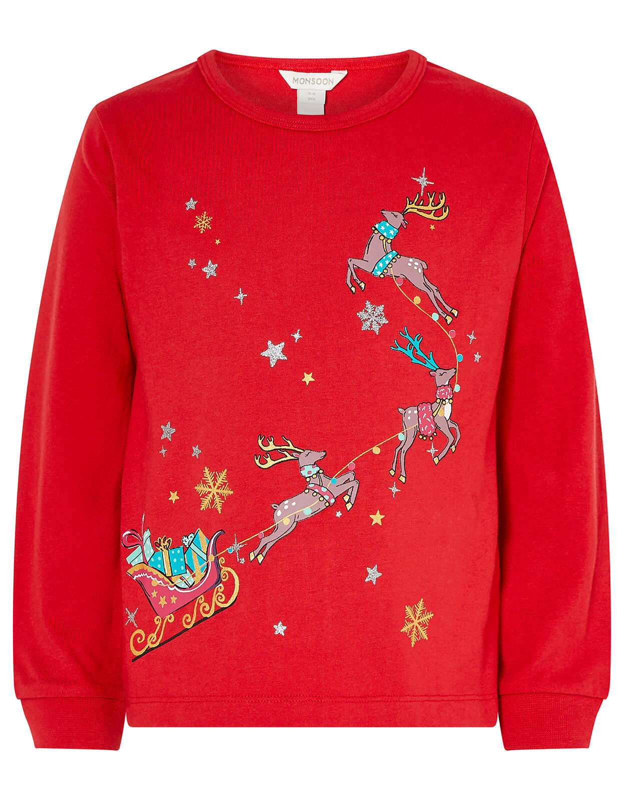 XMAS Sleigh Jersey Pyjama Set Red Girls Nightwear Monsoon ROI