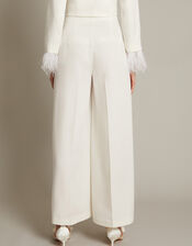 Mara Wide Leg Bridal Trousers, Ivory (IVORY), large