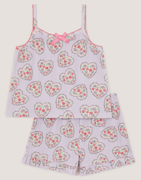 Heart Print Pointelle Short Pyjama Set, Purple (LILAC), large