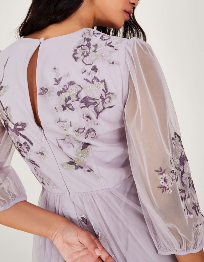 Karen Embroidered Dress in Recycled Polyester, Purple (LILAC), large