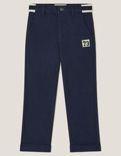 Contrast Stripe Cuffed Trousers, Blue (NAVY), large