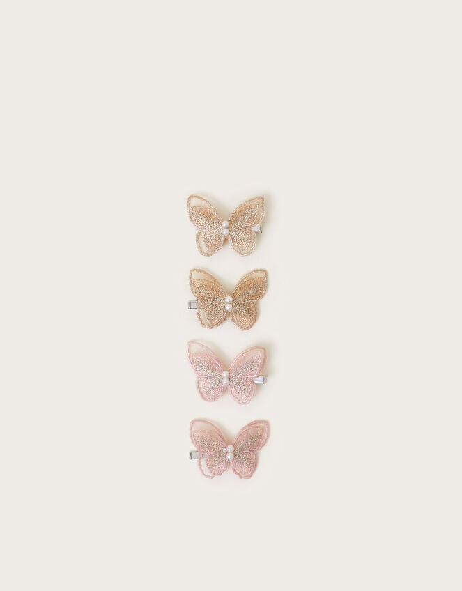 4-Pack Embroidered Butterfly Hair Clips, , large