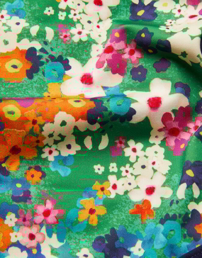 Floral Print Cut-Out Swimsuit, Green (GREEN), large