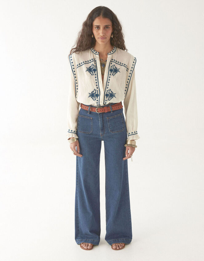 Maison Hotel Phillipa Embroidered Blouse, White (WHITE), large