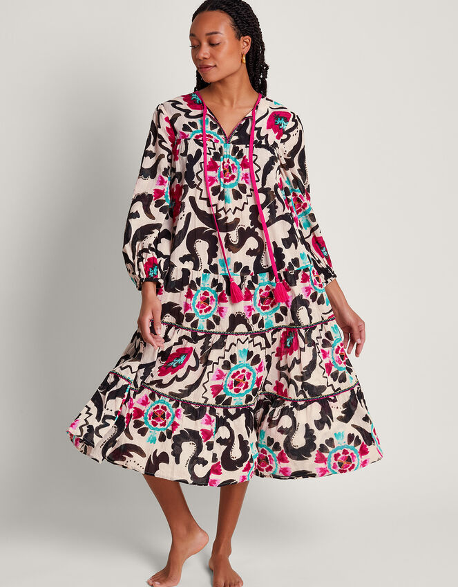 Avelle Print Kaftan, Black (BLACK), large