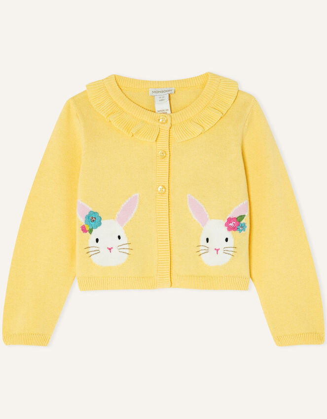 Baby Bunny Applique Cardigan, Yellow (YELLOW), large