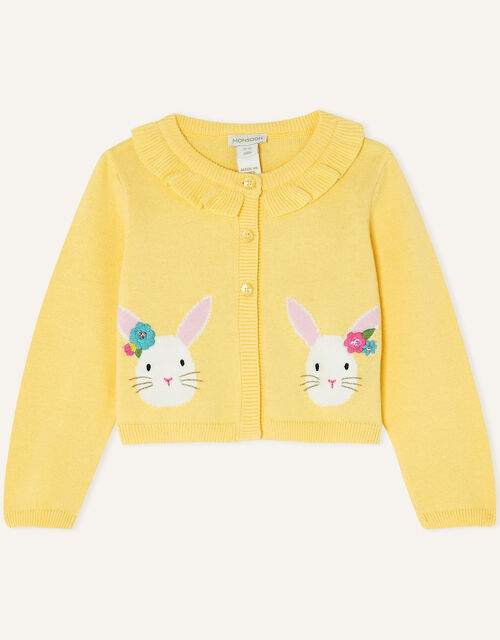 Baby Bunny Applique Cardigan, Yellow (YELLOW), large