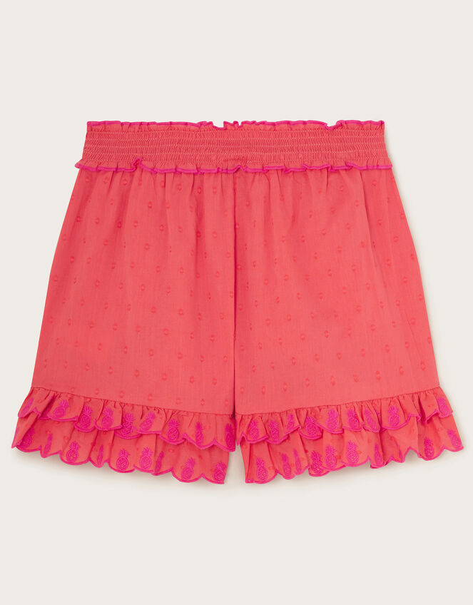 Boutique Pineapple Embroidered Shorts, Orange (CORAL), large