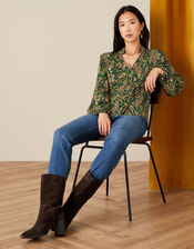 Paisley Print Jersey Shirt, Green (GREEN), large