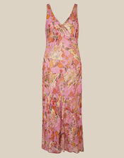 Ada Sleeveless Metallic Bias Cut Midi Dress, Pink (PINK), large