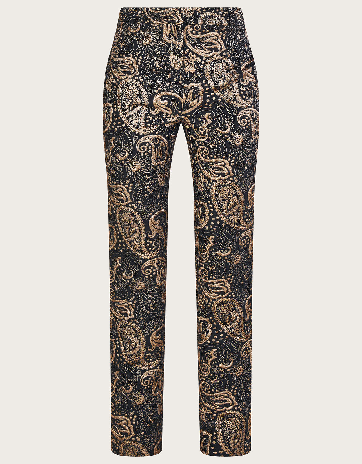 Metallic Stretch Jacquard Trousers Black Trousers Leggings