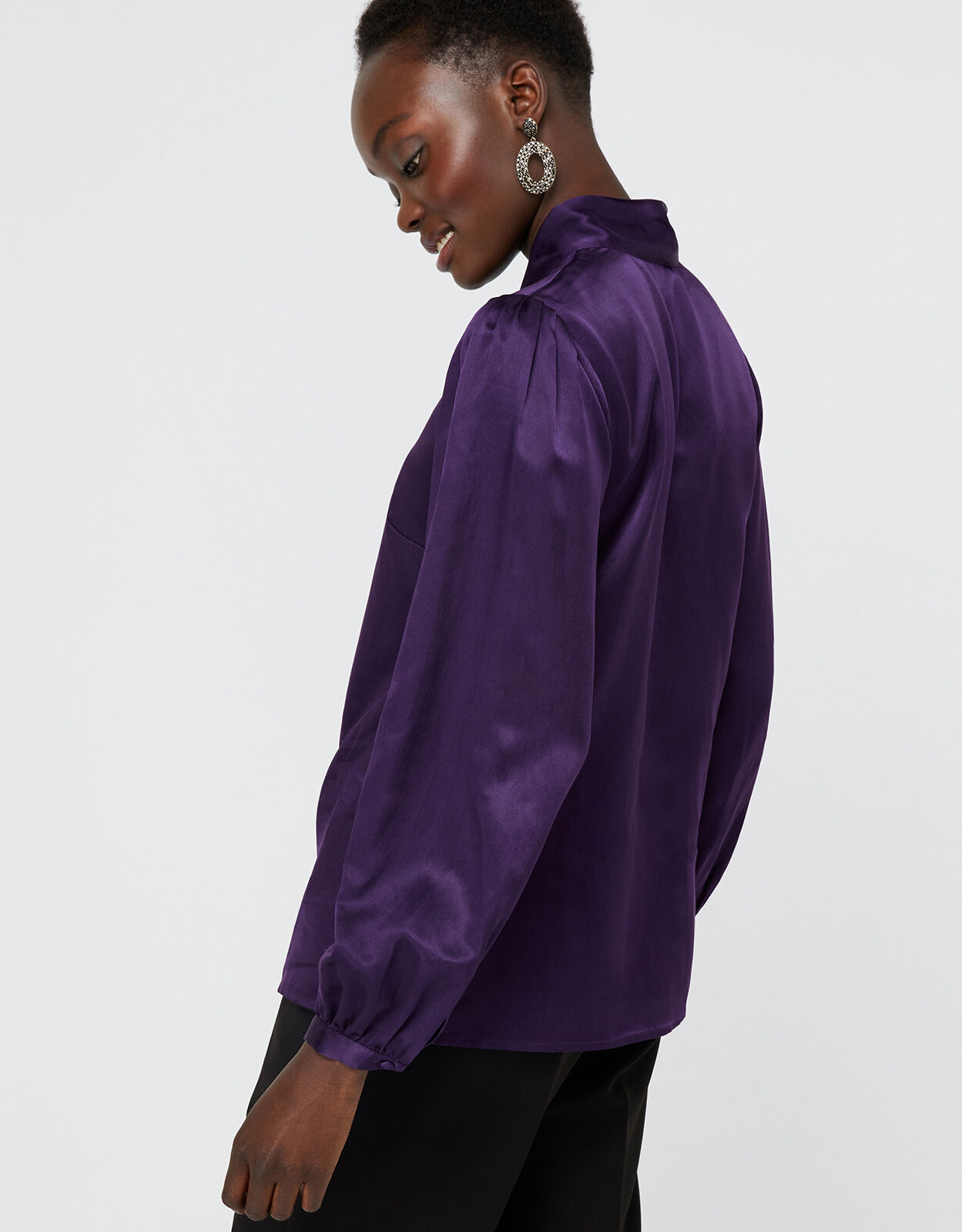 Purple tie neck blouse clearance