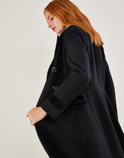 Serena Velvet Detail Coat, Black (BLACK), large