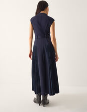 Sally Pleat Sleeveless Midi Dress, Blue (NAVY), large