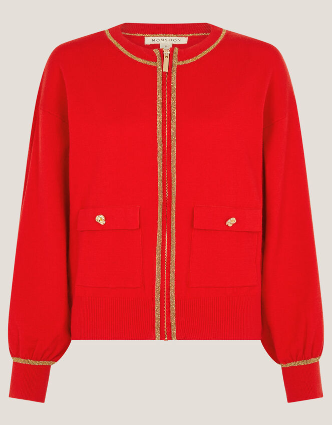 Nolan Knit Bomber Jacket, Red (RED), large