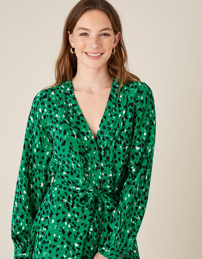 Tara Animal Print Short Dress , Green (GREEN), large