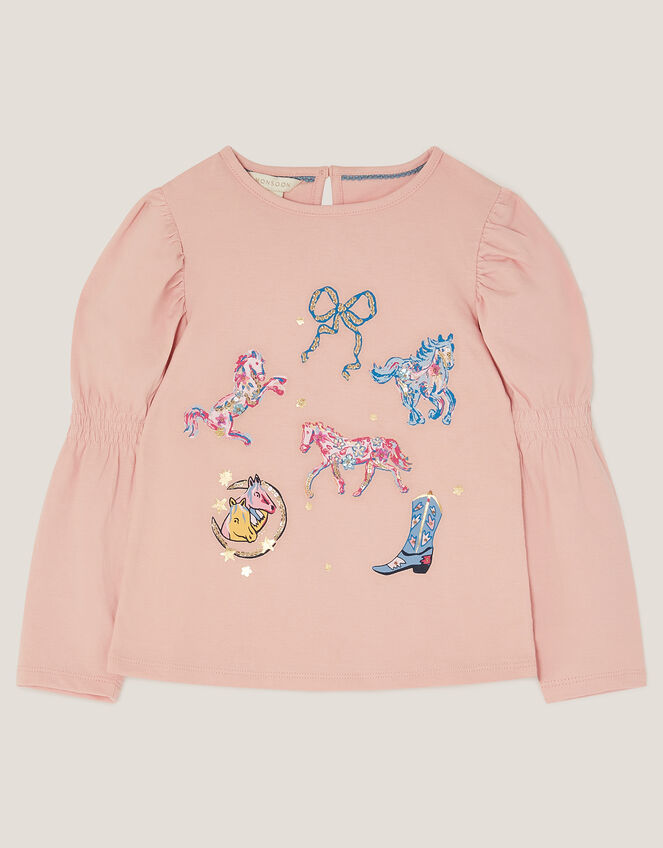 Western Horse Print Top, Pink (PINK), large