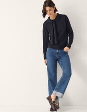 Nila Neck Tie Jumper, Blue (NAVY), large