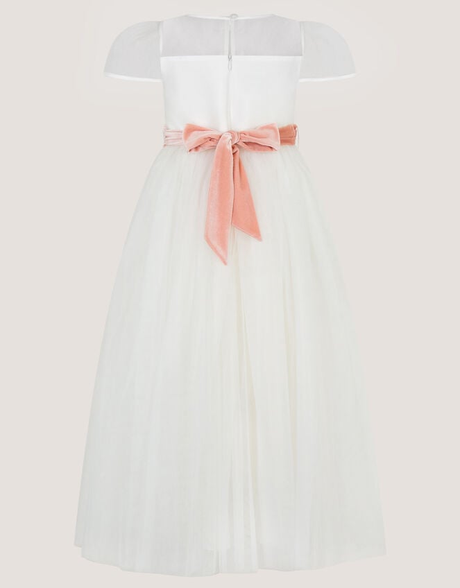 Velvet Bow Bridesmaid Dress, Ivory (IVORY), large