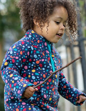 Frugi Snuggle Print Fleece, Blue (NAVY), large