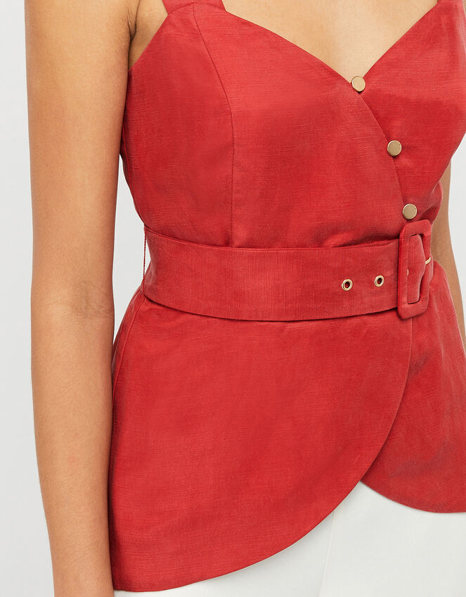 Cherry Plain Button Top, Orange (RUST), large