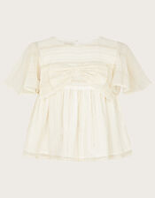 Woven Sparkle Bow Blouse, Ivory (IVORY), large