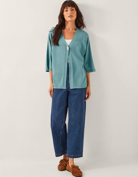 Beth Single Button Cardigan, Green (GREEN), large