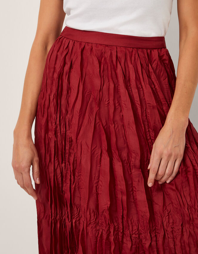 Odessa Crinkle Midi Skirt, Red (CHERRY), large