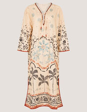 Aleah Tropical Print Midi Kaftan, Ivory (IVORY), large