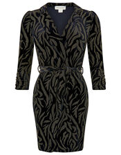 Nadia Nailhead Velvet Blazer Dress, Black (BLACK), large