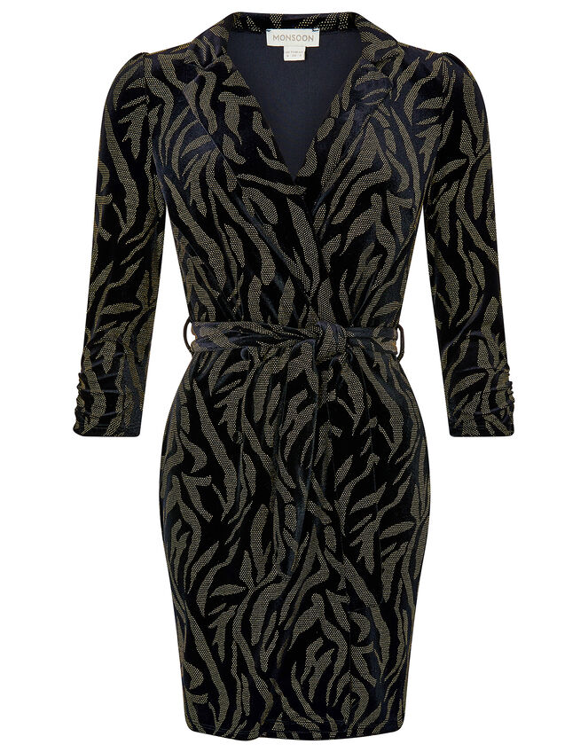 Nadia Nailhead Velvet Blazer Dress, Black (BLACK), large