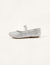 Sparkle Butterfly Ballerina Flats, Silver (SILVER), large