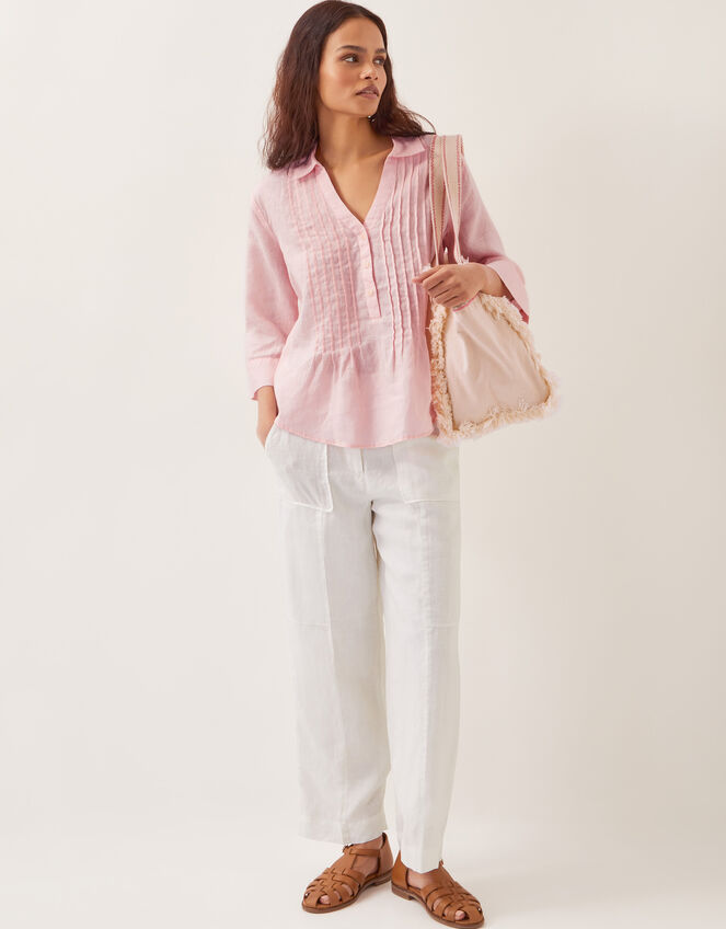 Elsie Linen Blouse, Pink (PALE PINK), large