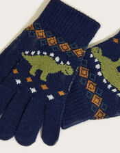 Grayson Dinosaur Gloves, Blue (BLUE), large